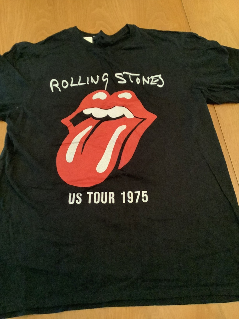 Rolling Stones Black Tee with Red Tongue Logo